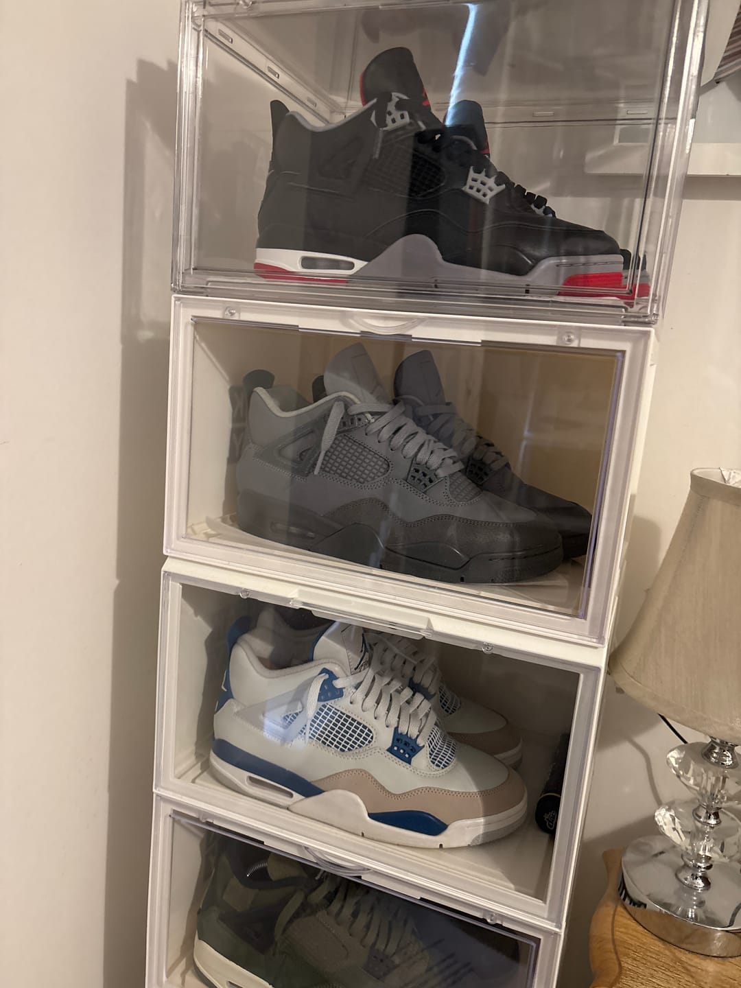 Customer photo review of STACK V1 Sneaker Display Crates - Clear (2 Pack)