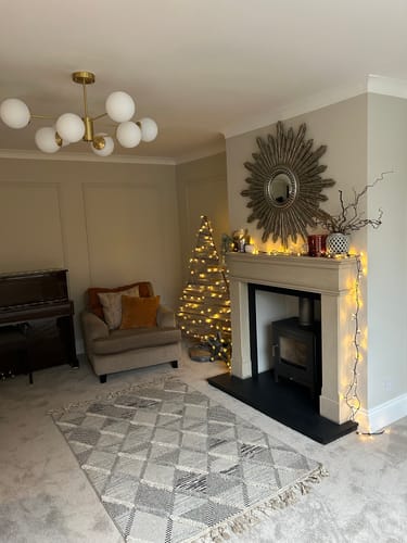 Customer photo review of 6/8/12-Light Mid-Century Modern Opal White Glass Globe Chandelier