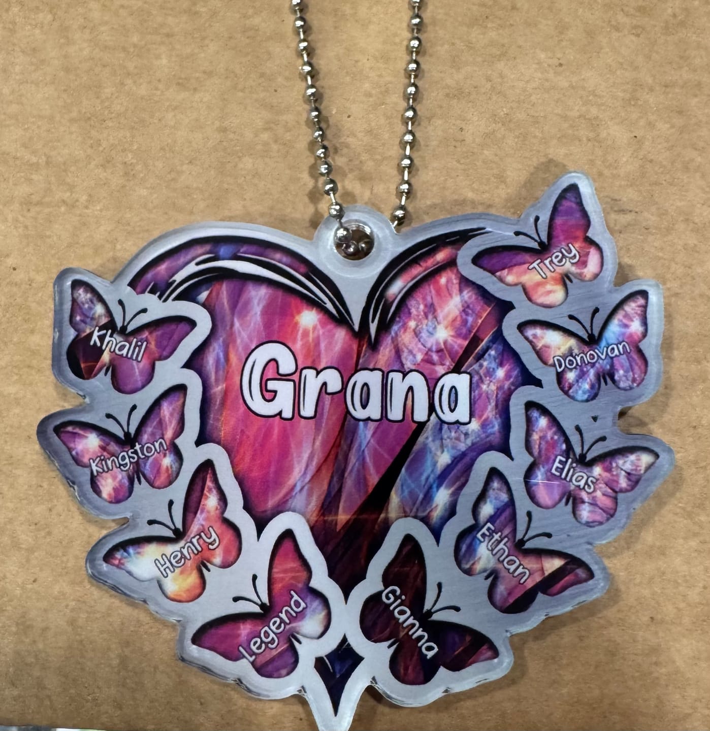 Customer photo review of Sparkling Grandma- Mom Heart Butterfly Kids, Multi Colors Personalized Ornament