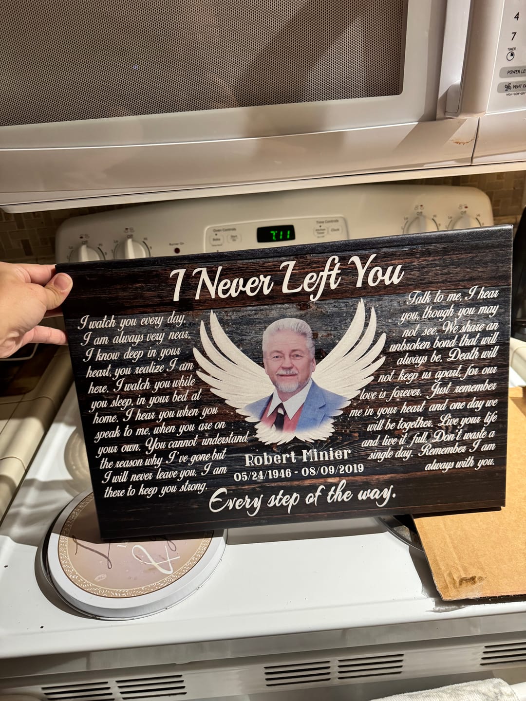 Customer photo review of Personalized Canvas Prints, Custom Photo, Memorial Gifts, Sympathy Gifts, Angel Wings I Never Left You Love Dem Canvas