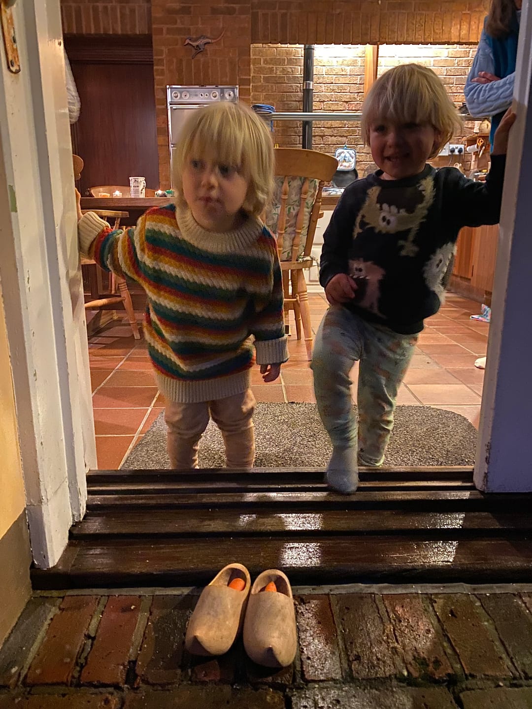 Customer photo review of From One To Another Honeycomb Rainbow Striped Snuggly Knitted Jumper