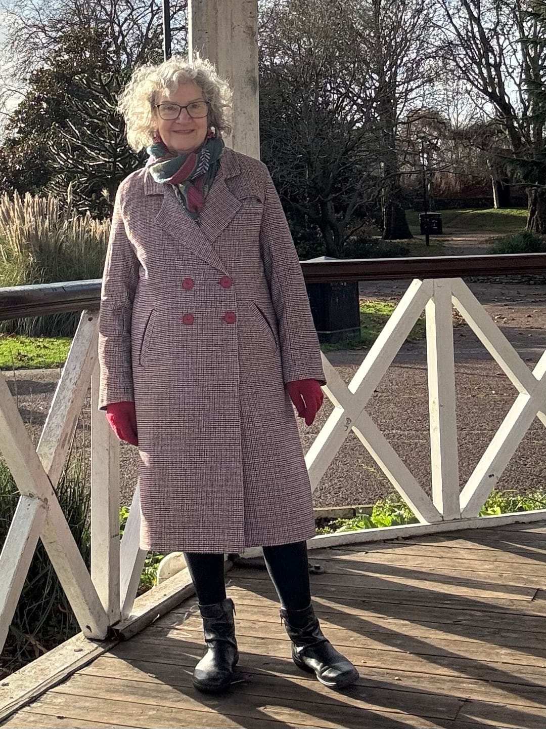 Customer photo review of Red Dogtooth Check Wool Blend Fabric