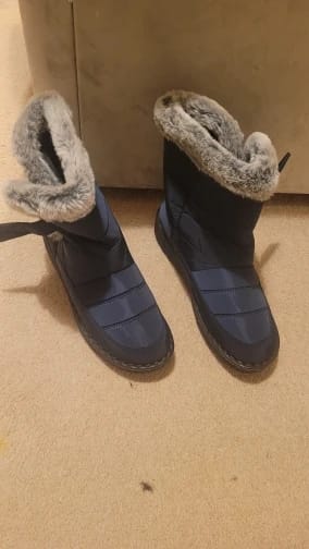 Customer photo review of Waterproof Snow Boots With Fur Cuff — Navy | KIMLUD