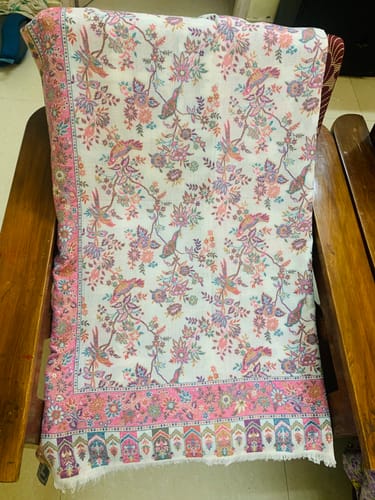 Customer photo review of Pashtush Womens Faux Pashmina Shawl, Woven Floral Design, Ivory