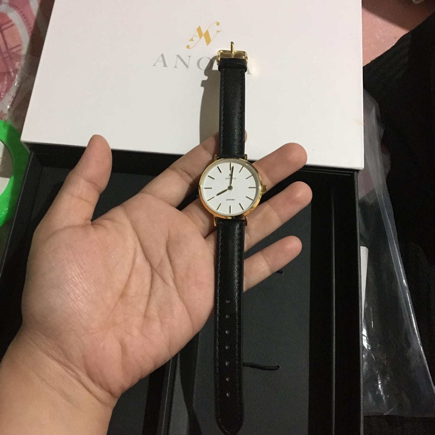 Customer photo review of Anova Sapphire Watch ( Free Engraving + Optional Free Leather Strap)