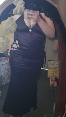 Customer photo review of Gold Drip Nun Chain Dress