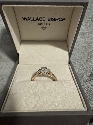 Customer photo review of 0.50ct TW Diamond Three Stone Engagement Ring in 9ct Yellow & White Gold