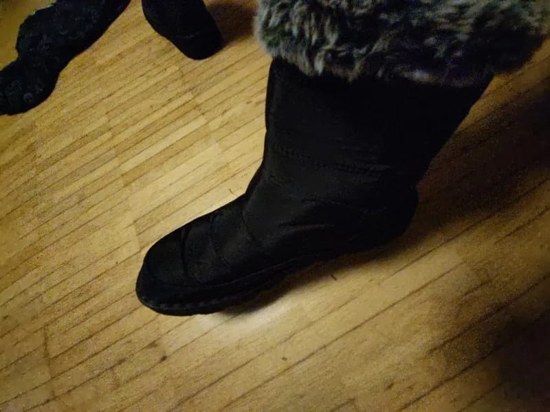 Customer photo review of Waterproof Snow Boots With Fur Cuff — Navy | KIMLUD