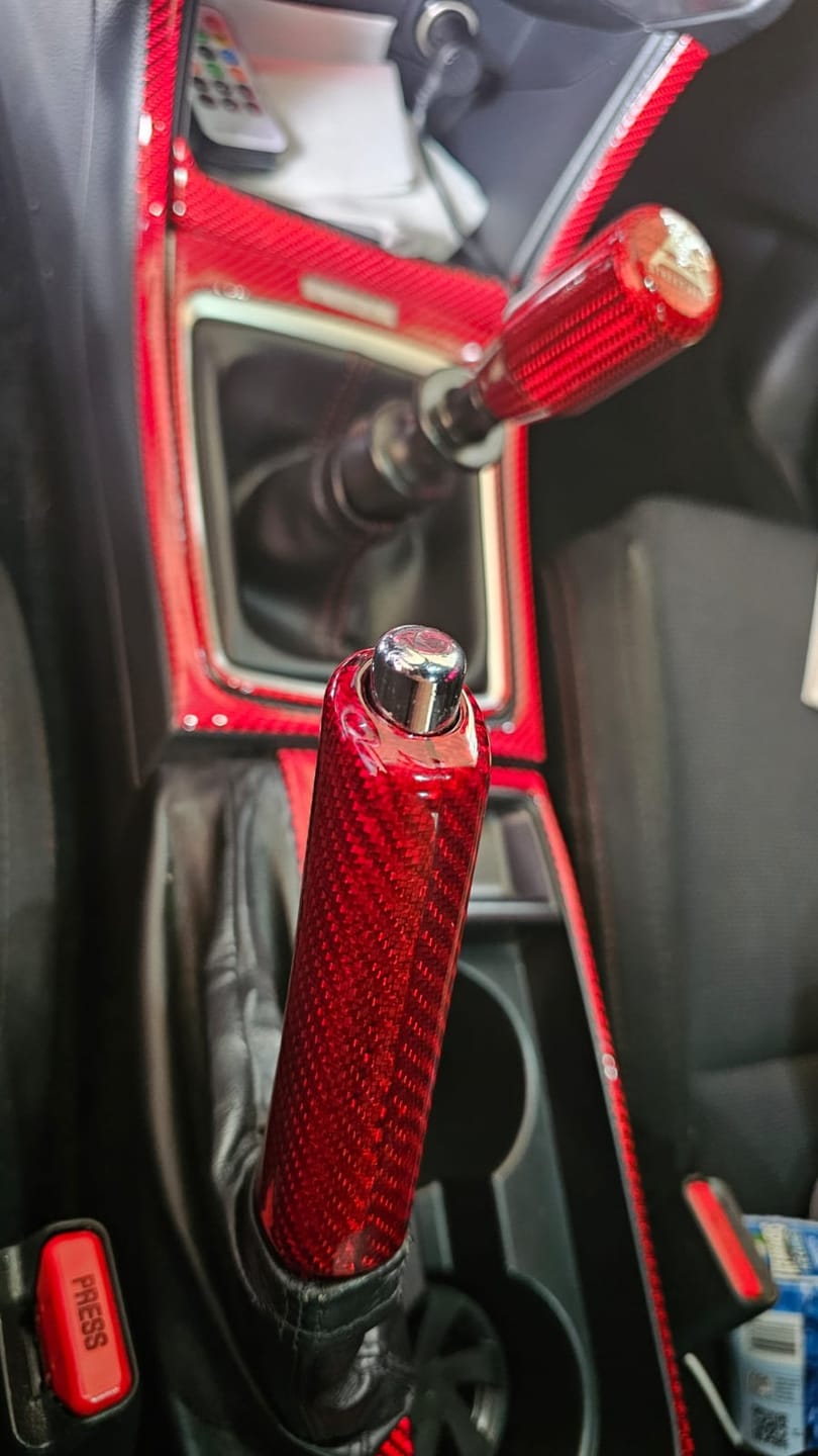 Customer photo review of 2008-2024 Subaru WRX/STi Red Carbon Fiber Ebrake Handle 2013-20 BRZ/FR-S