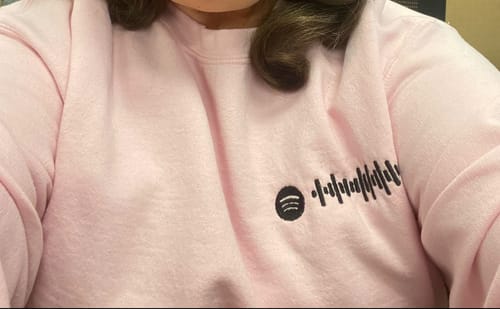 Customer photo review of Custom Embroidered Spotify Code Matching Hoodies for Couples