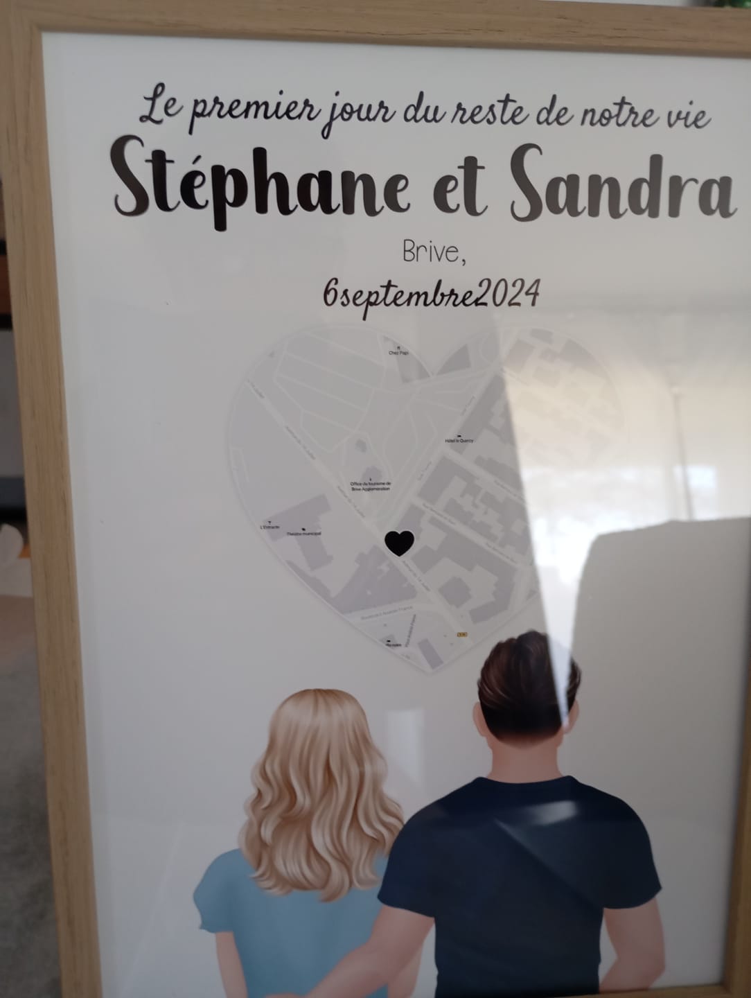 Customer photo review of Affiche Personnalisée - Couple Lieu Première Rencontre - Homme et Femme