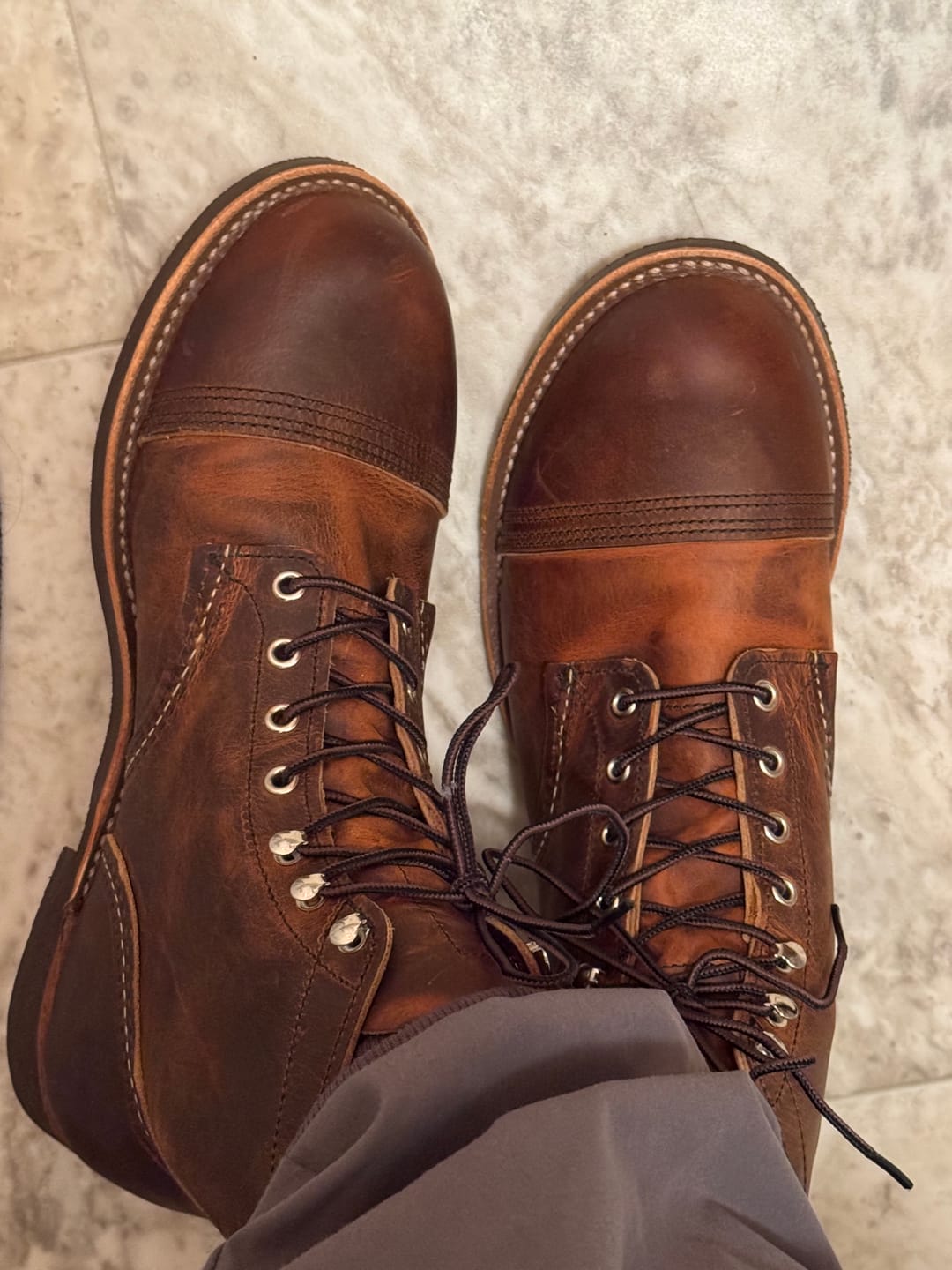Customer photo review of Red Wing Men's Iron Ranger 6 inch Leather Toe Cap Boot