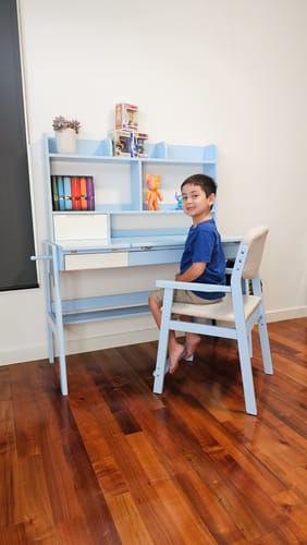 Customer photo review of Study Desk and Chair Set Avelinn Study Desks/Solid Wood Study Desk with Shelf/Home Office/Blue