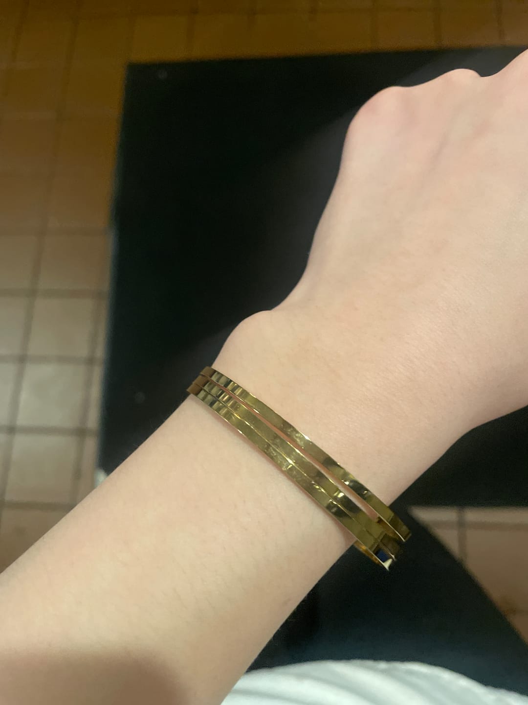 Customer photo review of Set of Three 18K Gold-Filled Flat Bangles