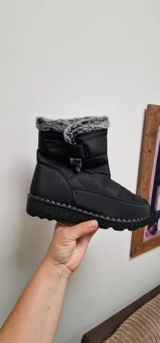 Customer photo review of Waterproof Snow Boots With Fur Cuff — Navy | KIMLUD