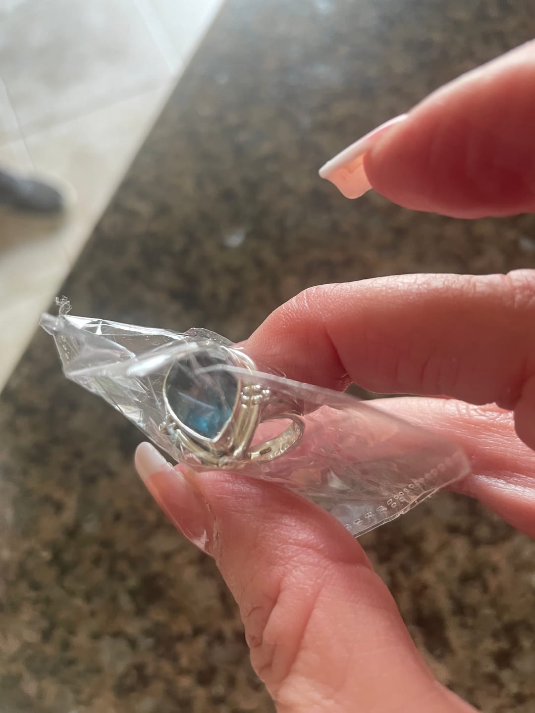 Customer photo review of Fluorite Teardrop Ring