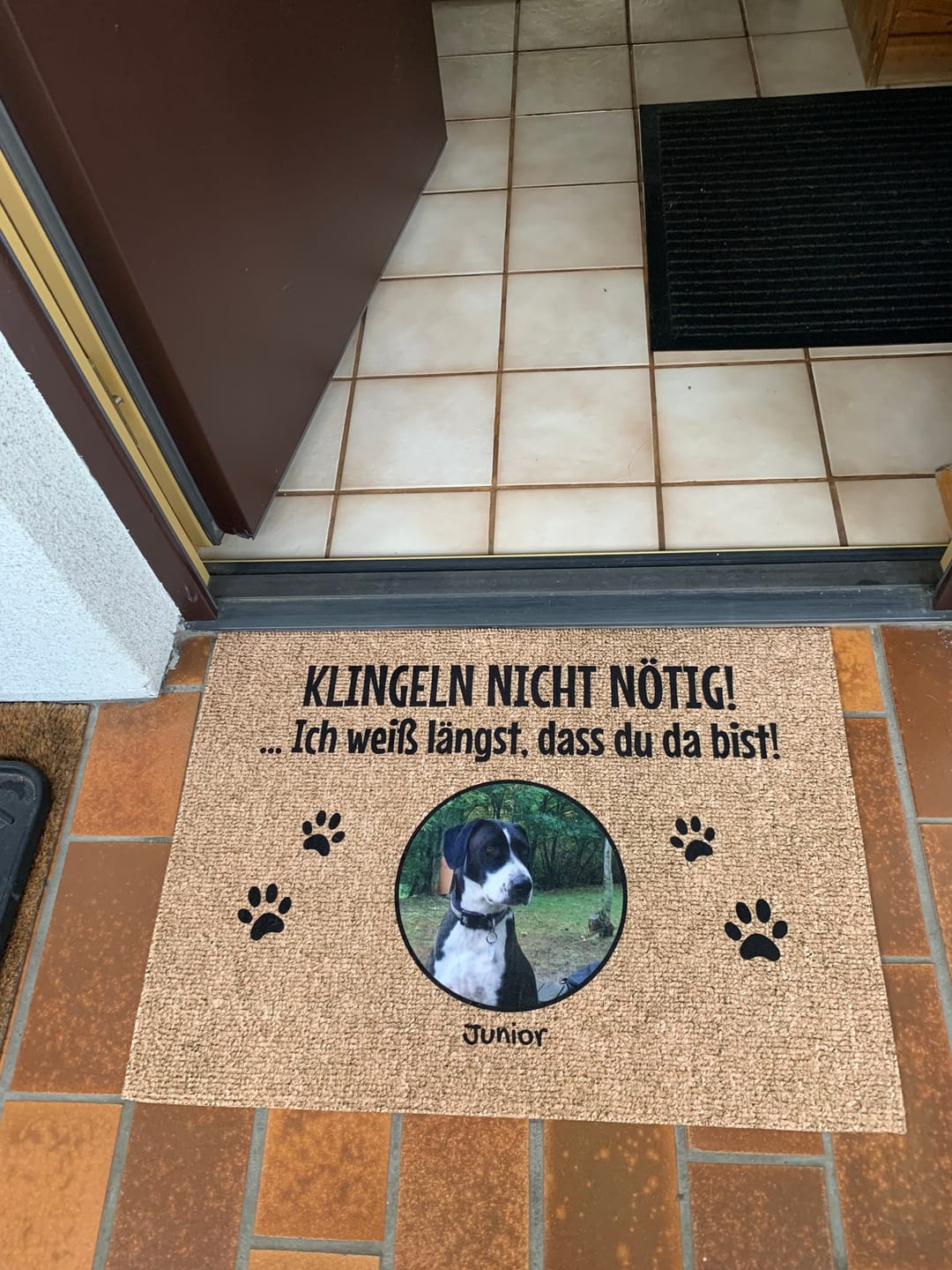 Customer photo review of Klingeln nicht nötig mit Foto - individuelle Fußmatte