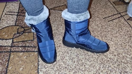Customer photo review of Waterproof Snow Boots With Fur Cuff — Navy | KIMLUD