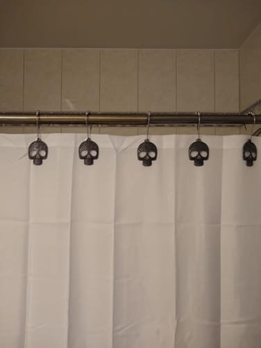 Customer photo review of Skull Shower Curtain Hooks Rings Set of 12