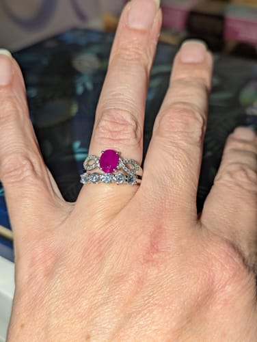 Customer photo review of Certified Lab Grown Diamond Five Stone Platinum Engagement Ring