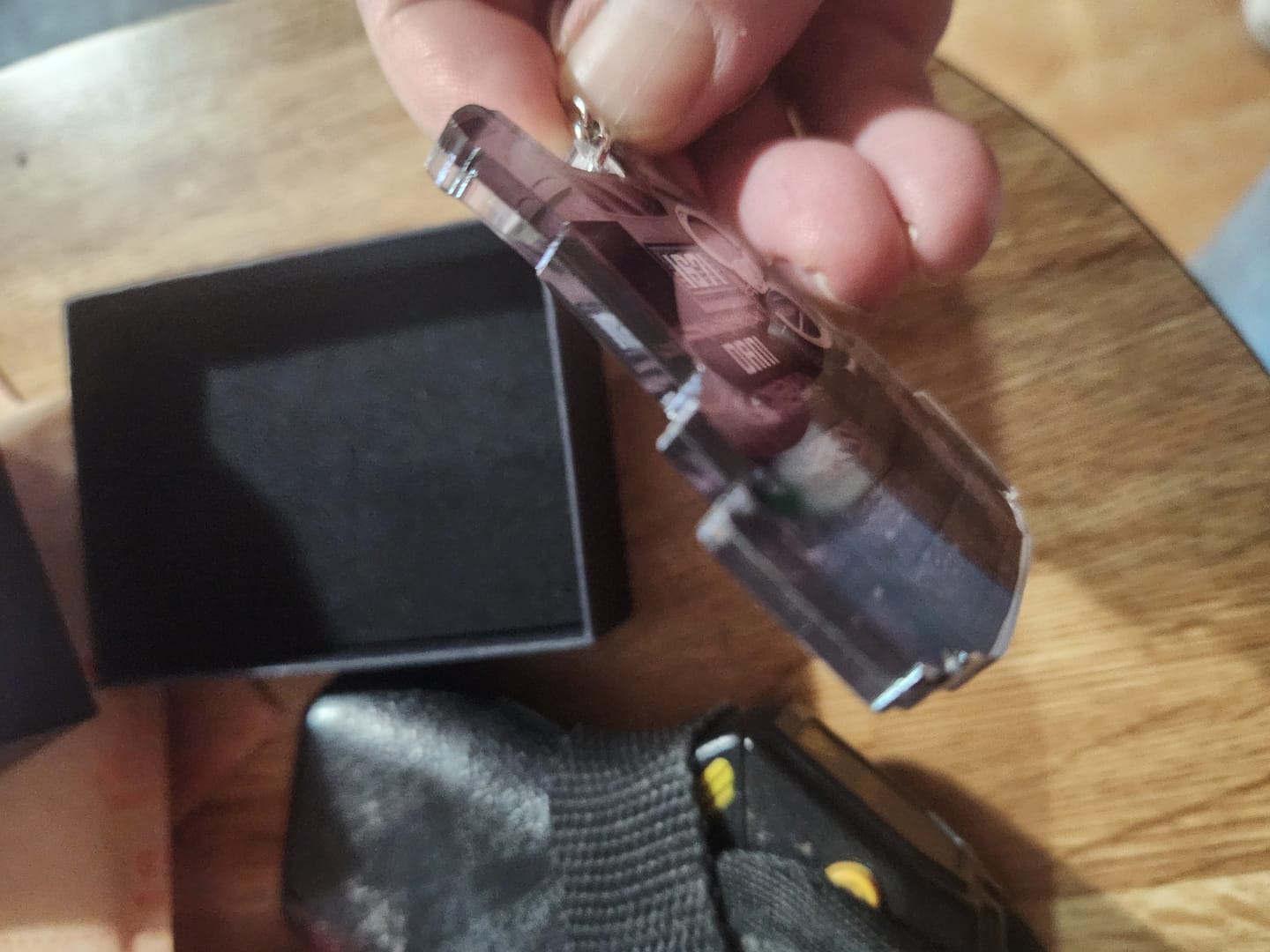 Customer photo review of Personalized Police Bulletproof Vest Acrylic Keychain