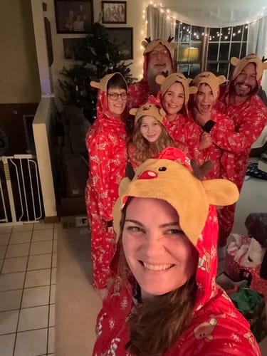 Customer photo review of Reindeer Christmas Family Matching Onesie Pajamas