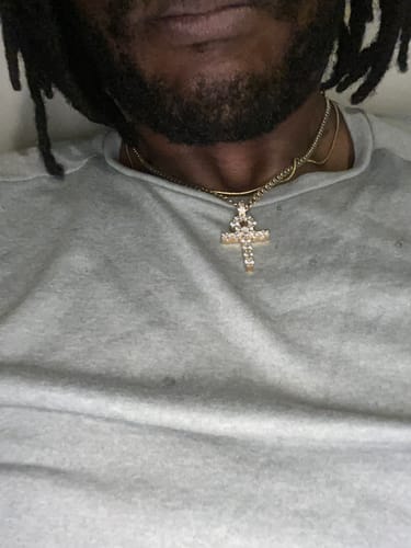 Customer photo review of Bone Cross CZ Iced Out Hip Hop Bling Pendant