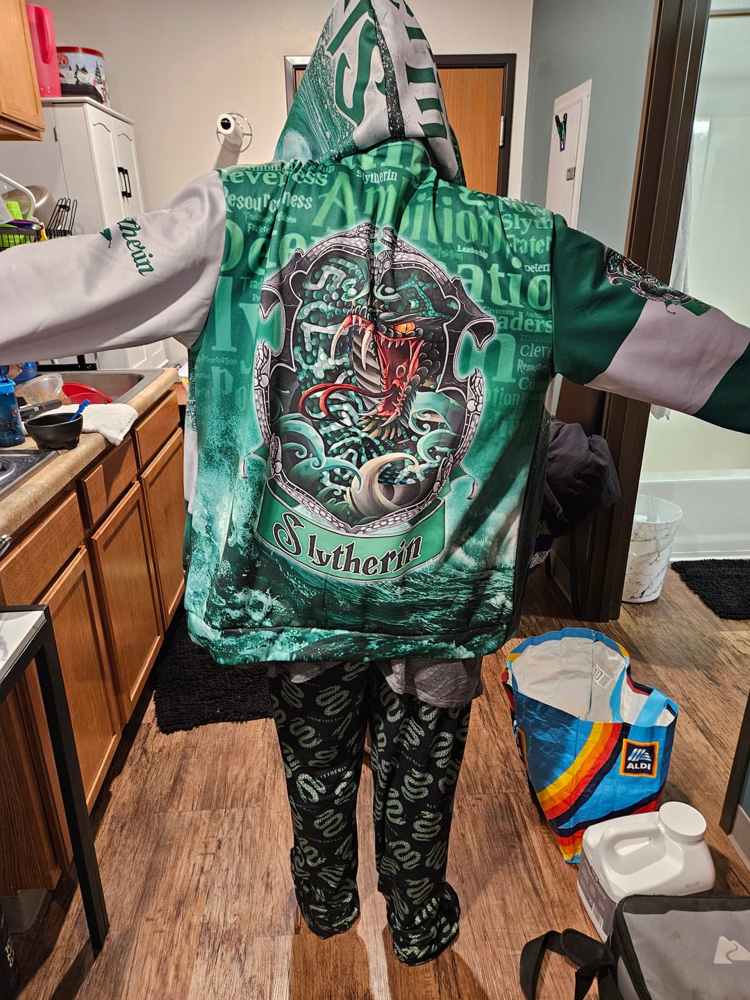 Customer photo review of Hogwarts Castle Slytherin House Harry Potter Zip Up Hoodie
