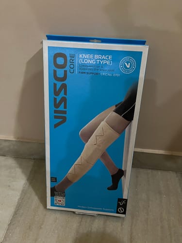 Customer photo review of Knee Brace - Long (19" Brace) | Ideal firm Knee support that limits knee motion & stabilizes the knee with mediolateral metal supports | Color - Beige