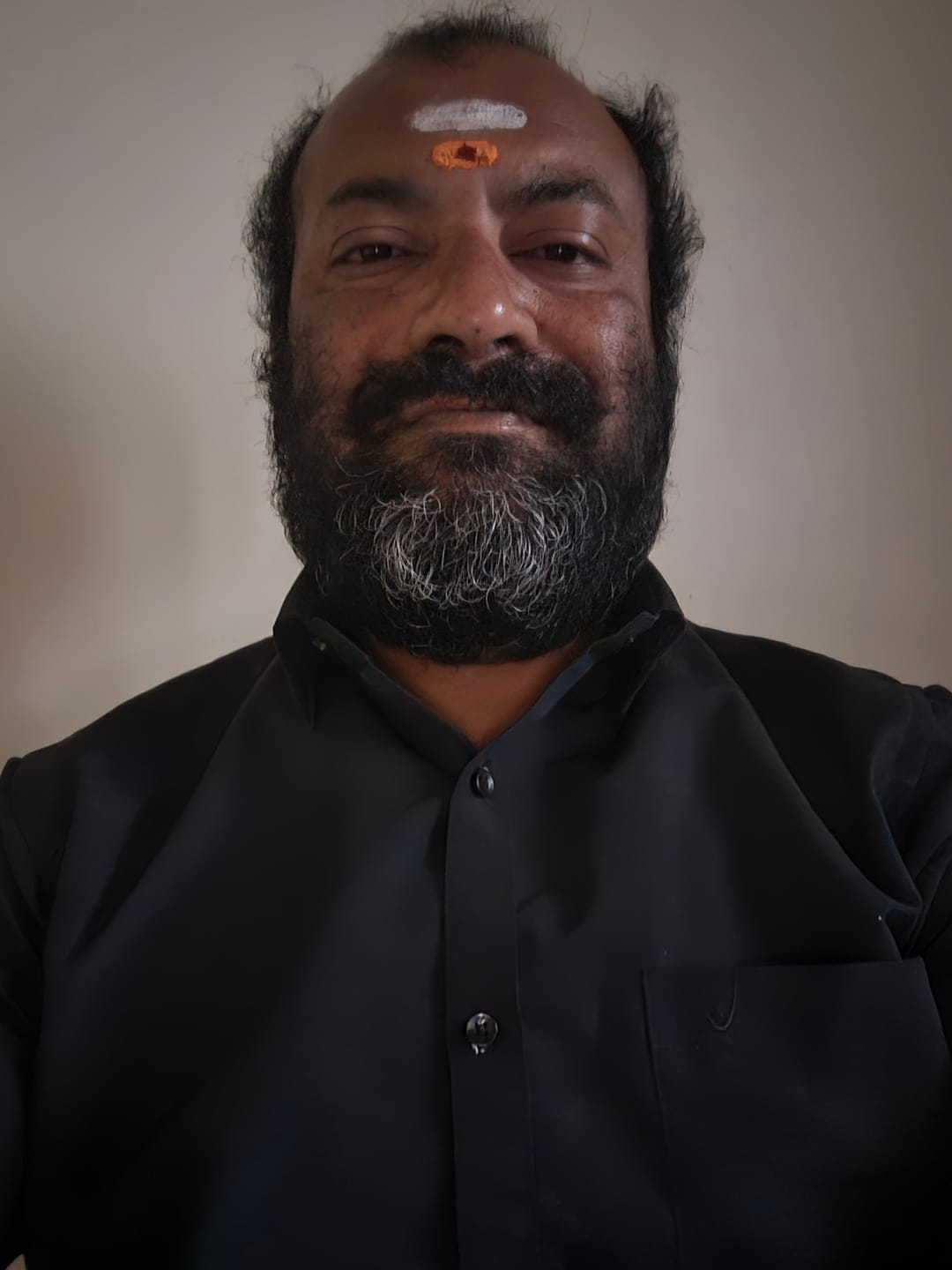 Customer photo review of Saranam Set - Black Shirt and Black Dhoti with Red Border 3-in-1 Devotional Set for Men | Uathayam