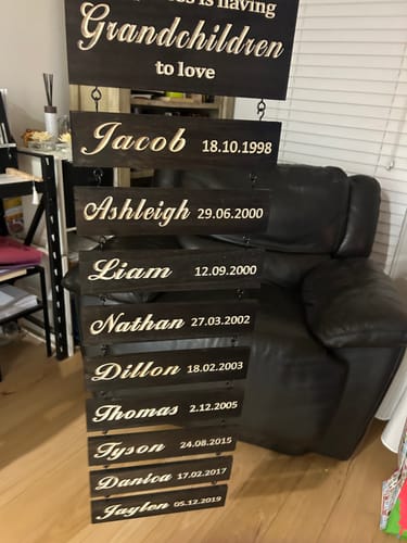 Customer photo review of Personalized Grandkids Hanging Sign (Engraved) Family Keepsake