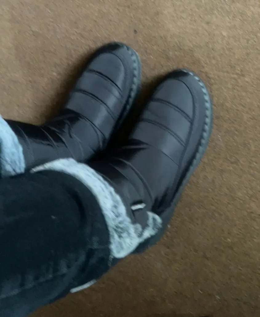 Customer photo review of Waterproof Snow Boots With Fur Cuff — Navy | KIMLUD