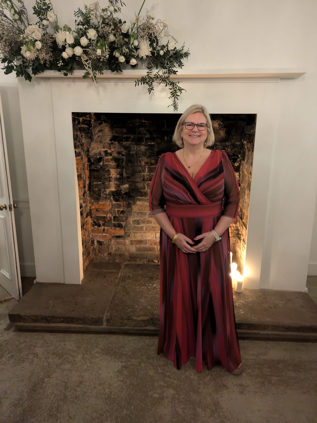 Customer photo review of Verity Wine Ikat Print Maxi Gown