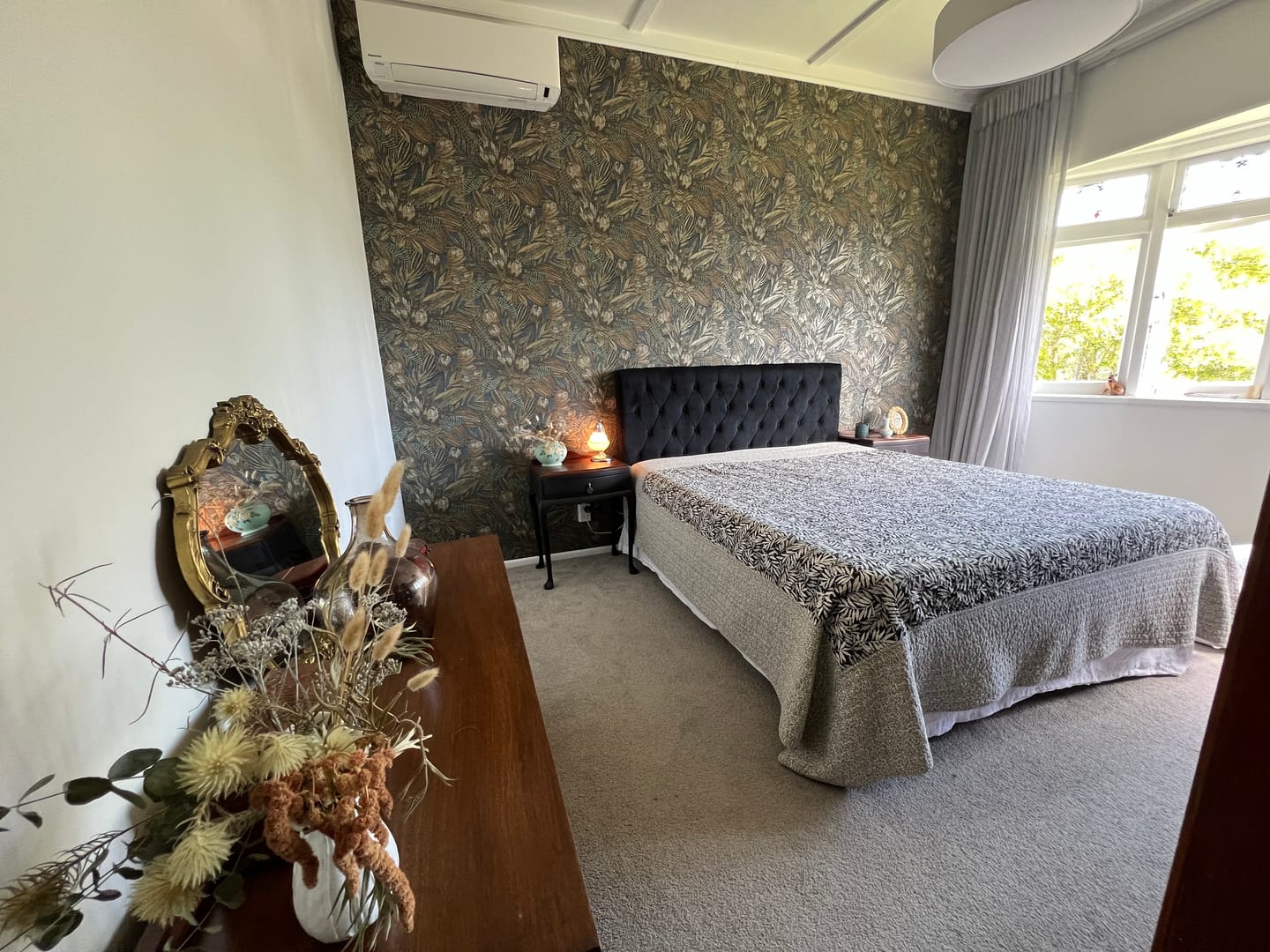 Customer photo review of Susara  - Protea Floral Metallic Wallpaper - Navy- Discontinuing