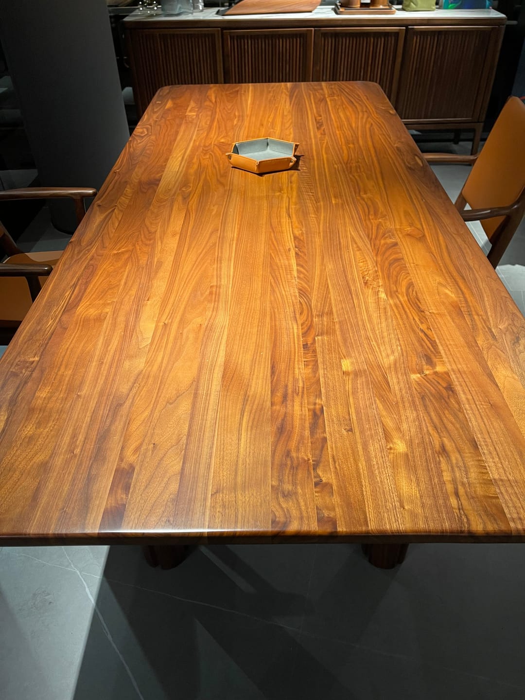 Customer photo review of Branton Walnut Solid Wood Dining Table