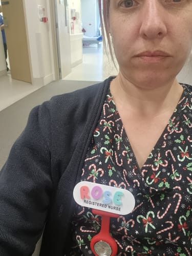 Customer photo review of Rainbow Bubble Letter Badges