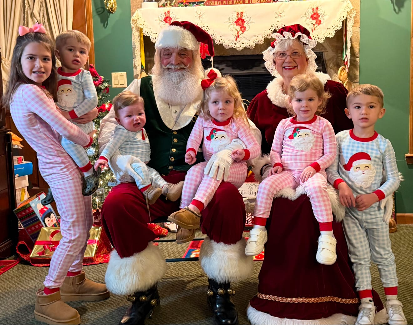 Customer photo review of Happy Santa Pink Gingham Pajamas