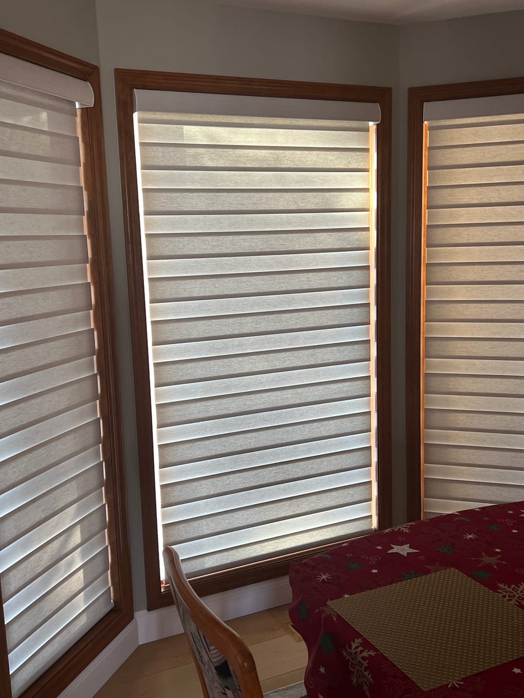 Customer photo review of SmartWings Motorized Zebra Shades 85% Blackout 95mm Ingrid