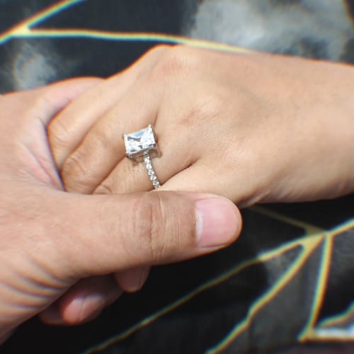 Customer photo review of 4ct Guell Engagement Ring