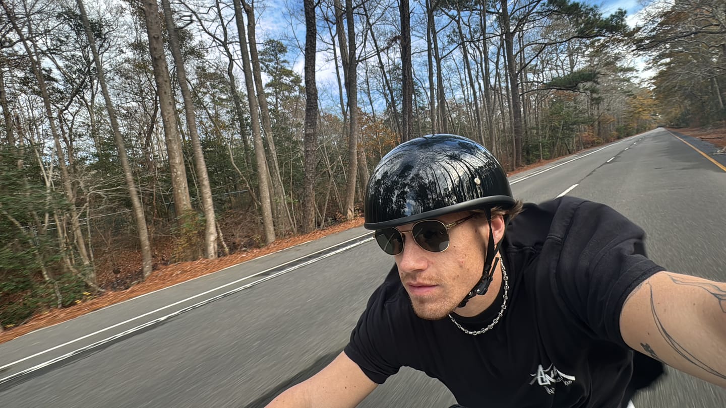 Customer photo review of Smallest Lightest SOA DOT Beanie Helmet / Gloss Black