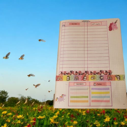 Customer photo review of Rainbow Unicorns Theme Hobonichi Cousin Monthly Kit (Set of 2)