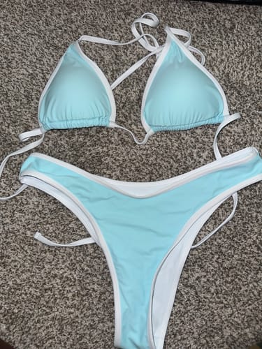 Customer photo review of DANNY Coconut Cloud Minimal String Triangle Top