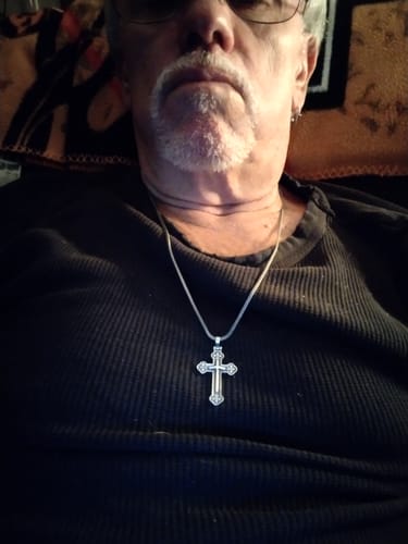 Customer photo review of Men's Religious Jewelry 925 Silver Cross Pendant Necklace with Sword
