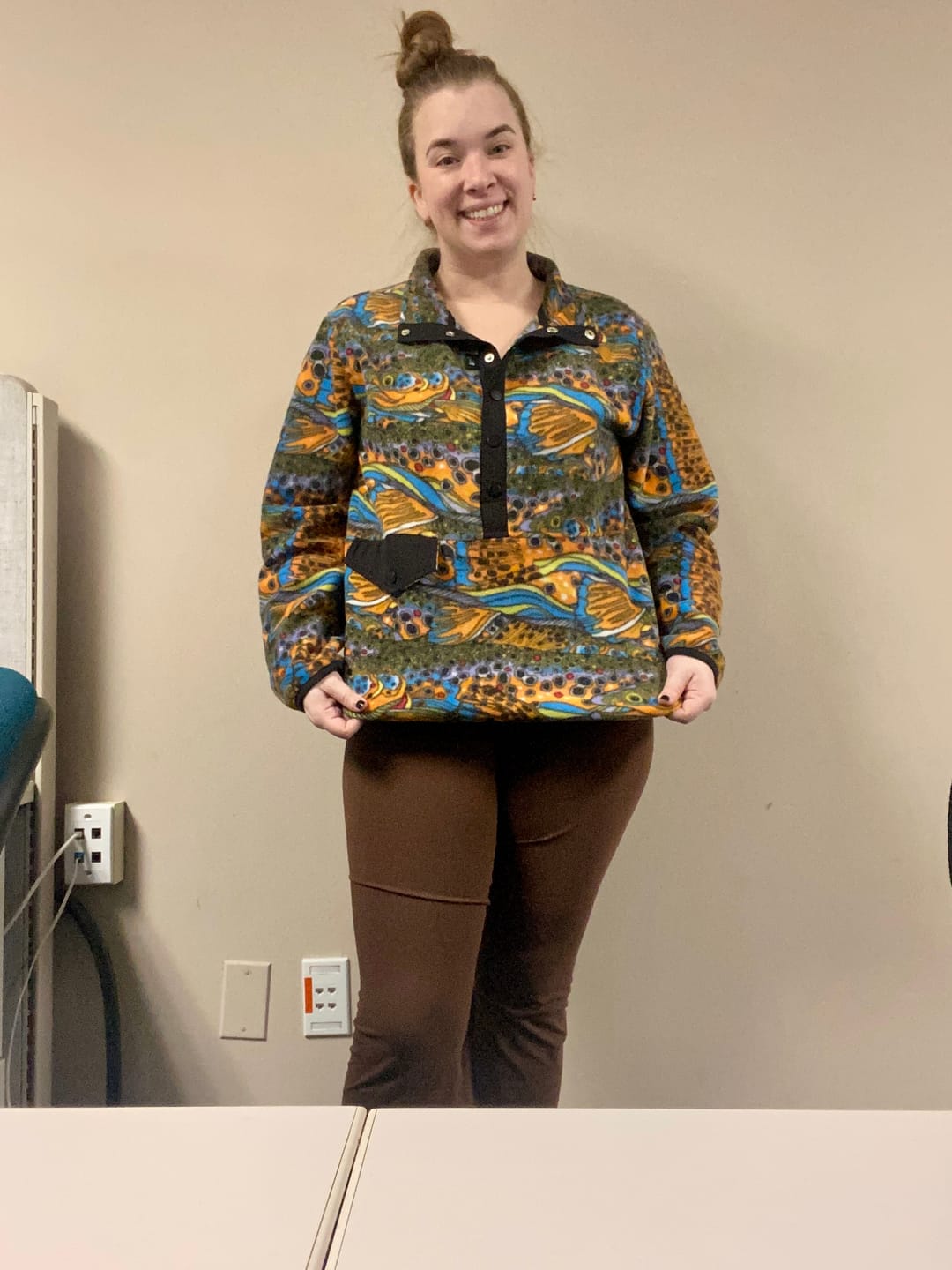 Customer photo review of Unbound Brown Riffle Snap Fleece