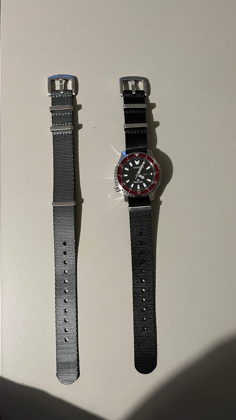 Customer photo review of Premium Thick Woven Military Style Watch Strap - Black Raven