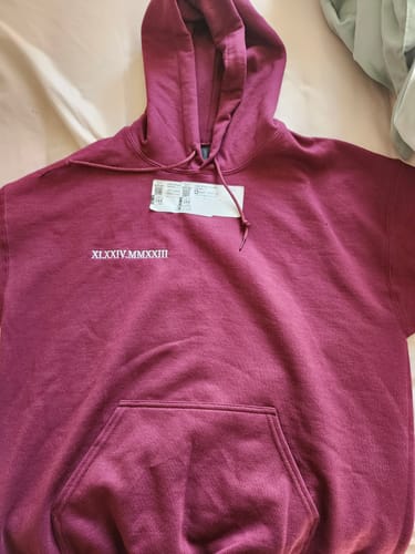 Customer photo review of Custom Roman Numeral Embroidered Hoodie