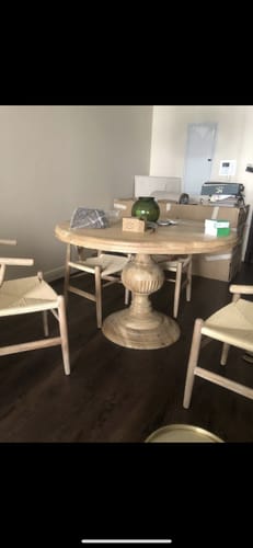 Customer photo review of Giselle Wood Dining Table with Hourglass Leg (2 Sizes)