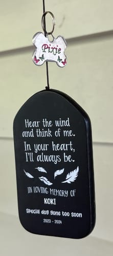 Customer photo review of In The Loving Memory Personalized Wind Chimes Gifts