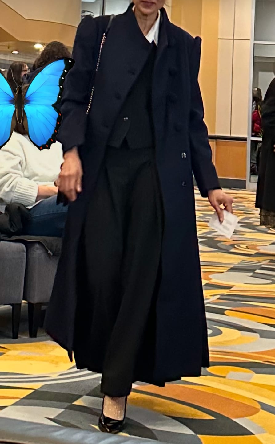 Customer photo review of Burgundy A-Line Long Wool Coat 4511