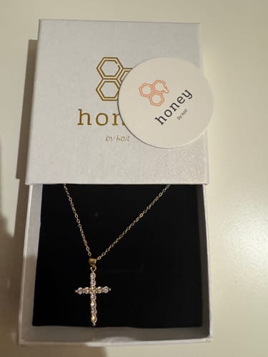 Customer photo review of Pave Cross Necklace